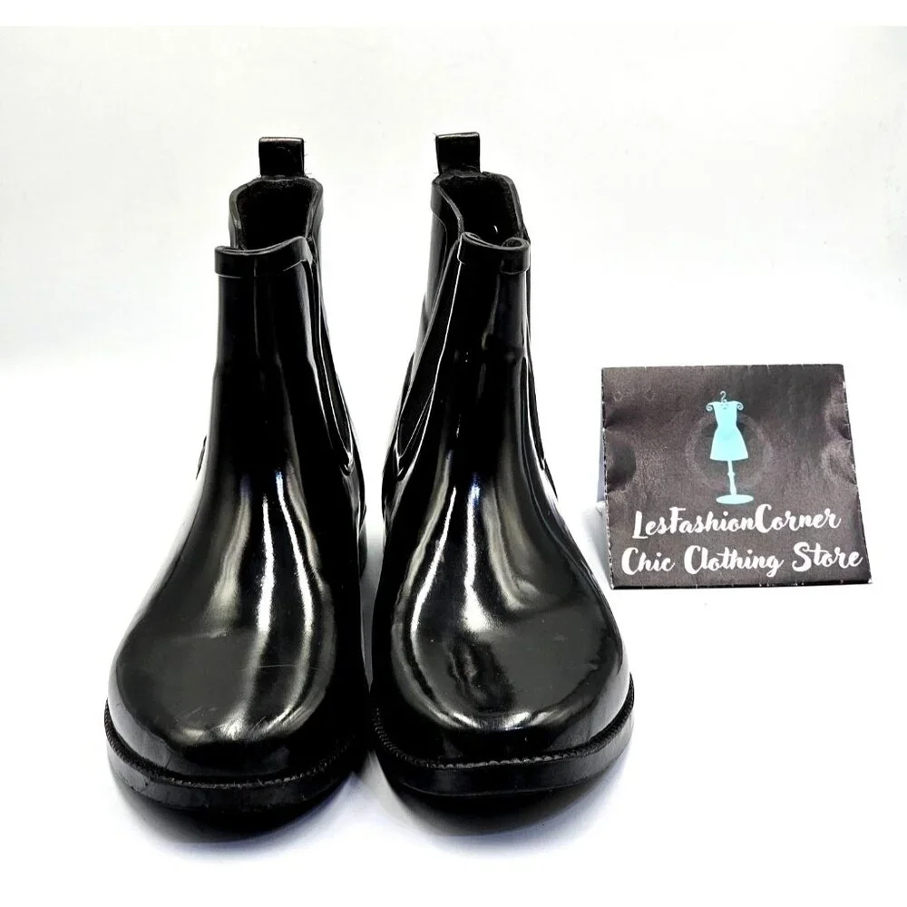 Michael Kors Women's Black Rubber Waterproof Chelsea Rain Boots Size 8 2378 - Picture 9 of 16